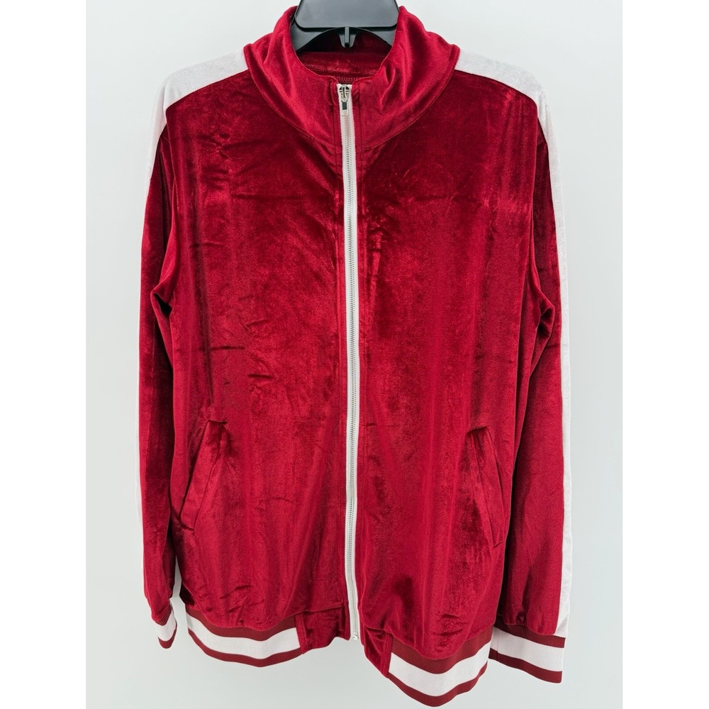 Component Men's Red/White Velour 2pc Tracksuit Full Zip Pockets Size S